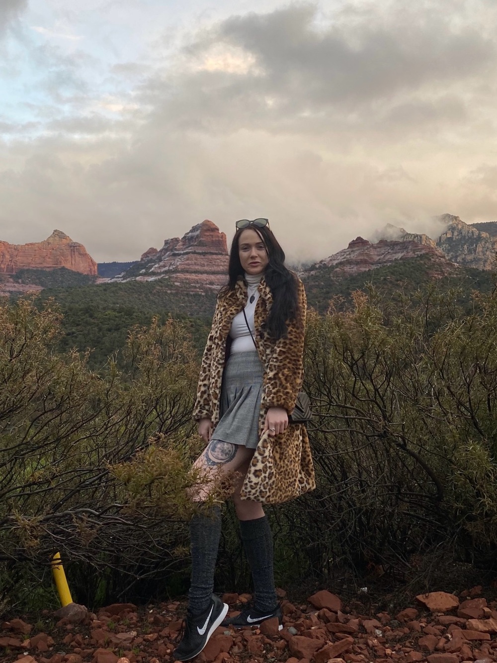 Leopard Print Faux Fur Coat - Brown & Black